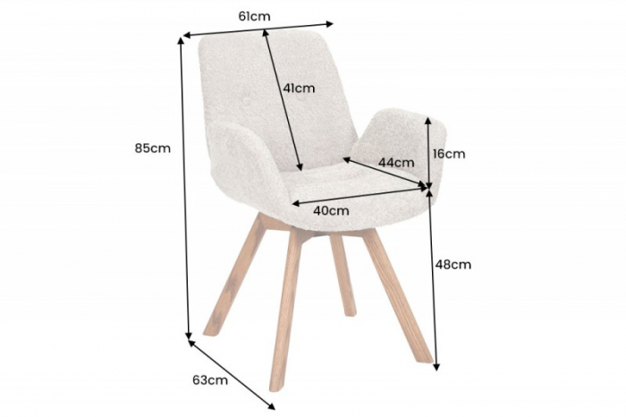 Set 2 scaune rotative Baltic cu tapiterie boucle si picioare din lemn de stejar [8]