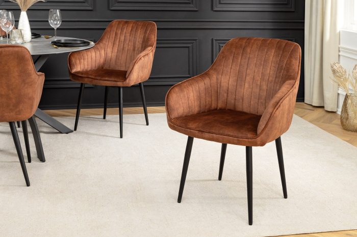 Set 2 scaune TURIN din catifea maro  [2]