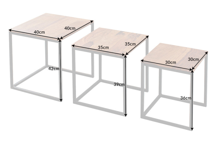 Set 3 masute de cafea ELEMENTS din lemn sheesham, 30-40 cm [8]
