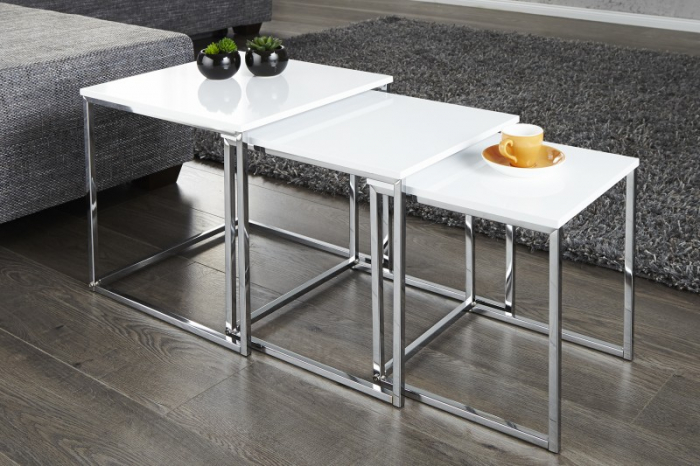 Set 3 masute New Elements cu blat din MDF si picioare din metal [2]