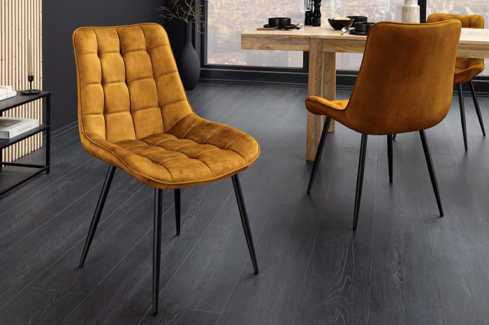 Set 4 scaun ROADSTAR din catifea galben [2]