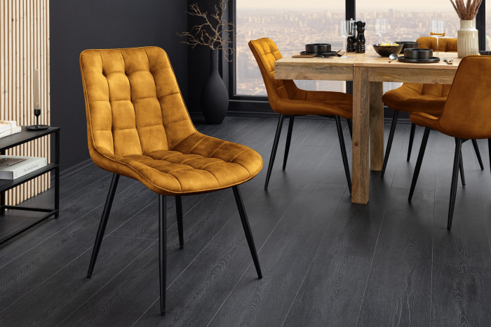 Set 4 scaun ROADSTAR din catifea galben [6]