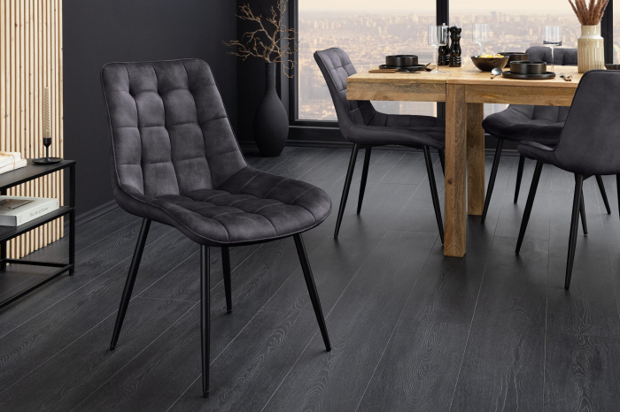 Set 4 scaun ROADSTAR din catifea gri inchis [6]