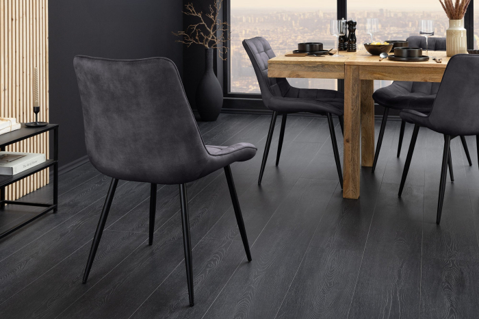 Set 4 scaun ROADSTAR din catifea gri inchis [5]