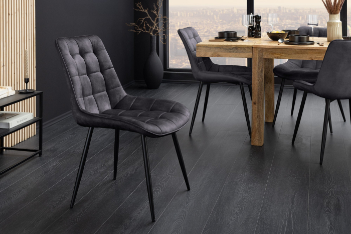 Set 4 scaun ROADSTAR din catifea gri inchis [3]