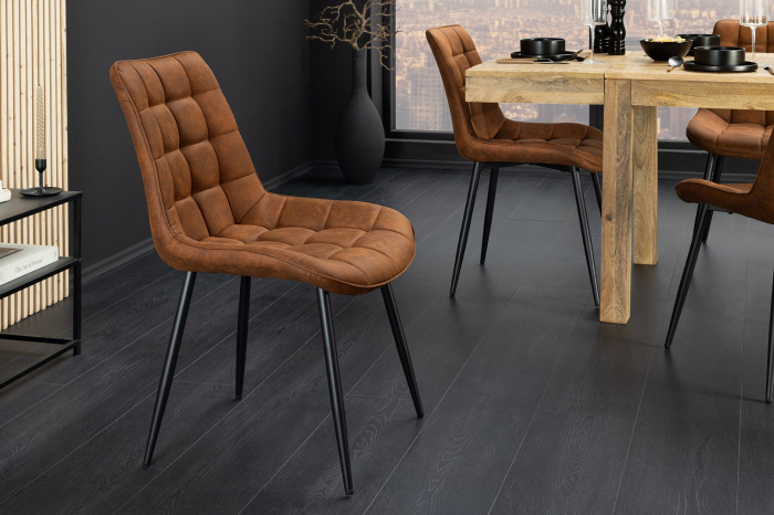 Set 4 scaun ROADSTAR din microfibra cognac [4]