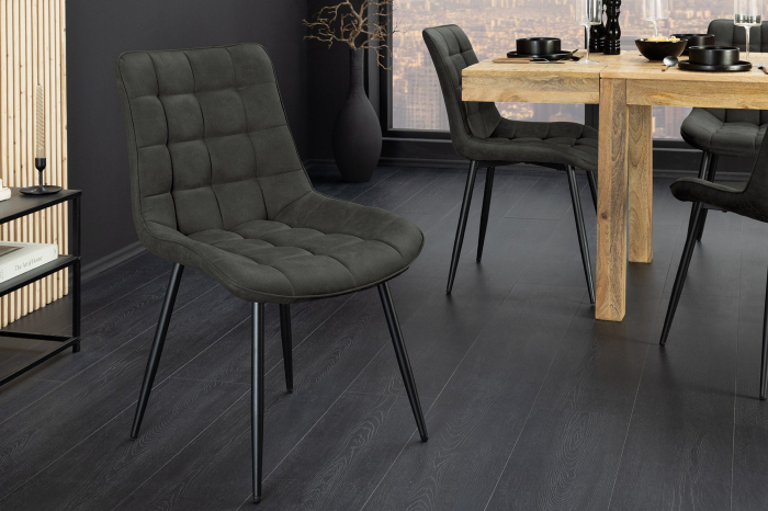 Set 4 scaun ROADSTAR din microfibra gri inchis [2]