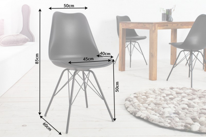Set 4 scaune Scandinavia din plastic dur si sezut cu piele ecologica [6]