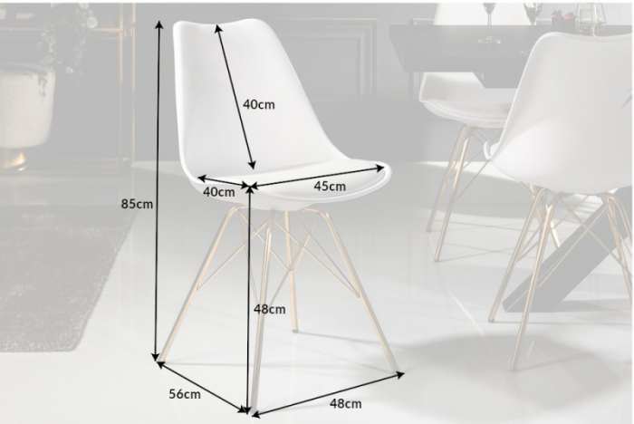 Set 4 scaune Scandinavia din plastic dur si sezut cu piele ecologica [6]