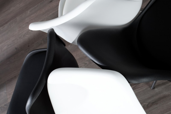 Set 4 scaune Scandinavia din plastic dur si sezut cu piele ecologica [6]