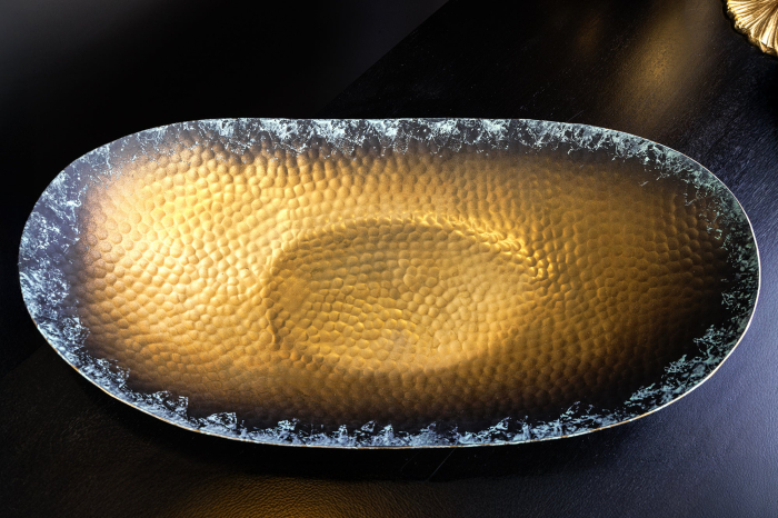 Set de 2 boluri ORIENT 35-45 cm, cu efect de ciocănit, auriu cu patină [7]