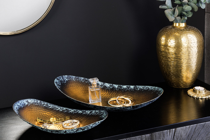 Set de 2 boluri ORIENT 35-45 cm, cu efect de ciocănit, auriu cu patină [4]