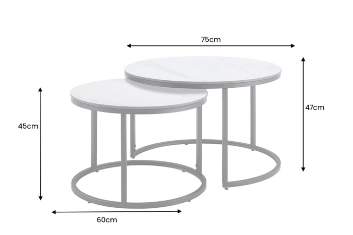 Set de 2 măsuțe de cafea ELEGANCE 75 cm, din ceramică albă [8]