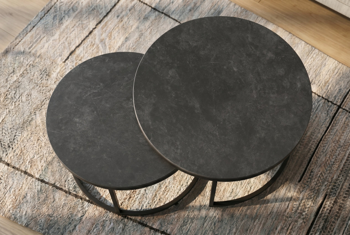 Set de 2 măsuțe de cafea ELEGANCE 75 cm, din ceramică gri [5]