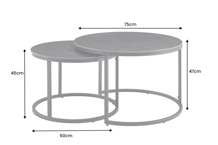 Set de 2 măsuțe de cafea ELEGANCE 75 cm, din ceramică gri [9]