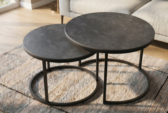 Set de 2 măsuțe de cafea ELEGANCE 75 cm, din ceramică gri [4]