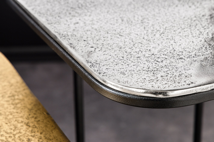 Set de 2 măsuțe laterale ABSTRACT, 40 cm, cadru metalic auriu-argintiu-negru [5]