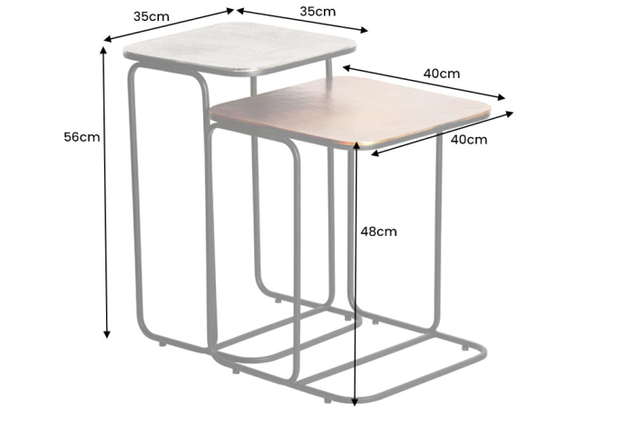 Set de 2 măsuțe laterale ABSTRACT, 40 cm, cadru metalic auriu-argintiu-negru [8]