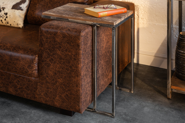 Set de 2 măsuțe laterale BARRACUDA din lemn reciclat [5]