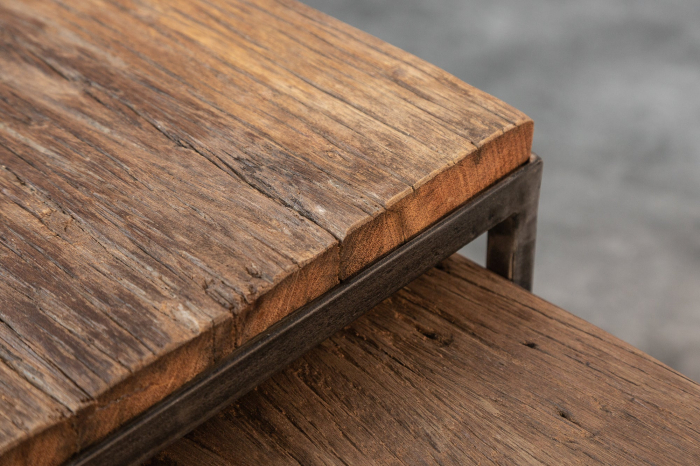 Set de 2 măsuțe laterale BARRACUDA din lemn reciclat [6]