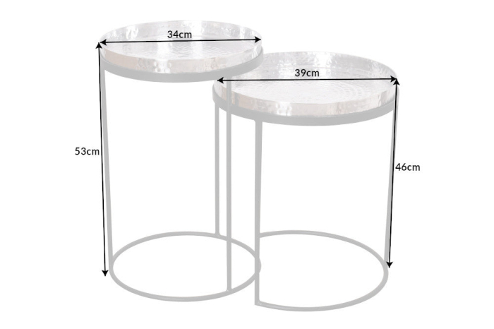 Set de 2 măsuțe laterale ELEMENTS cu tăvi detașabile argintii , efect de lovitură de ciocan [9]