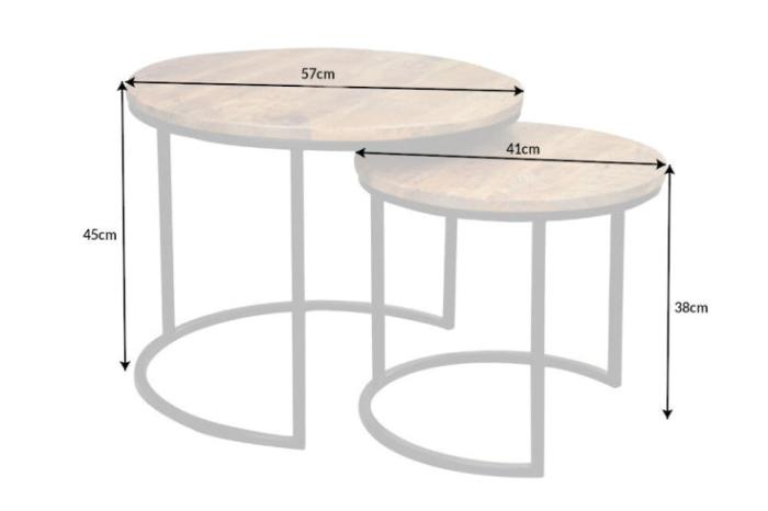 Set de 2 măsuțe laterale ELEMENTS din lemn de mango natural [9]