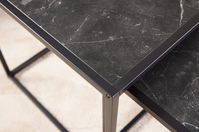 Set de 2 măsuțe laterale SLIM LINE 40-50cm aspect marmură [6]