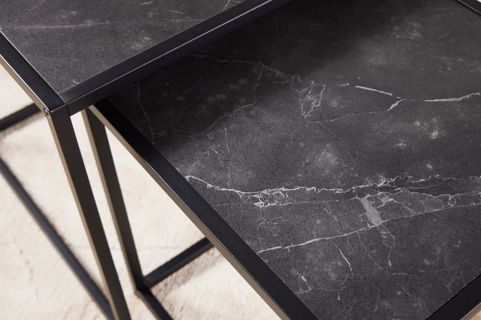 Set de 2 măsuțe laterale SLIM LINE 40-50cm aspect marmură [5]