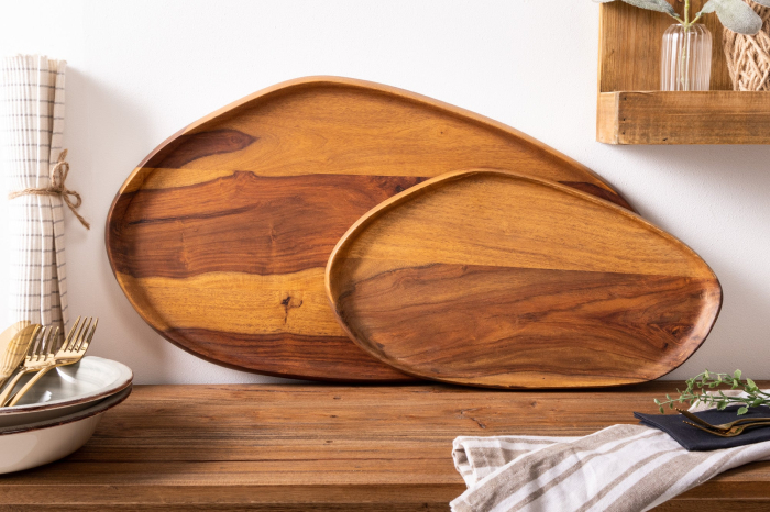 Set de 2 tăvi AMAZONAS din lemn de sheesham [3]