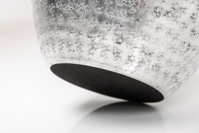 Set de 2 vaze ORIENTAL cu efect de lovituri de ciocan, argintiu [7]