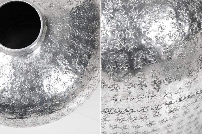 Set de 2 vaze ORIENTAL cu efect de lovituri de ciocan, argintiu [6]