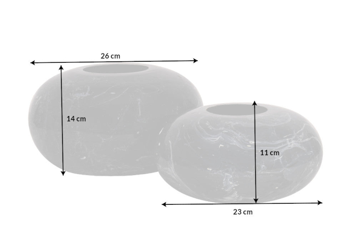 Set de 2 vaze STONE 23-26 cm, aspect marmorat, negru [9]