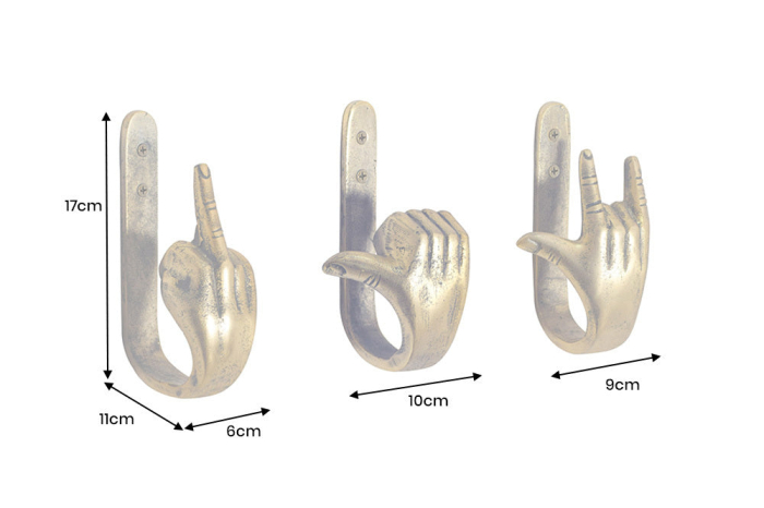 Set de 3 cuierele FINGERS 20 cm din alamă [7]
