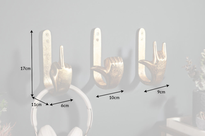 Set de 3 cuierele FINGERS aurii [8]