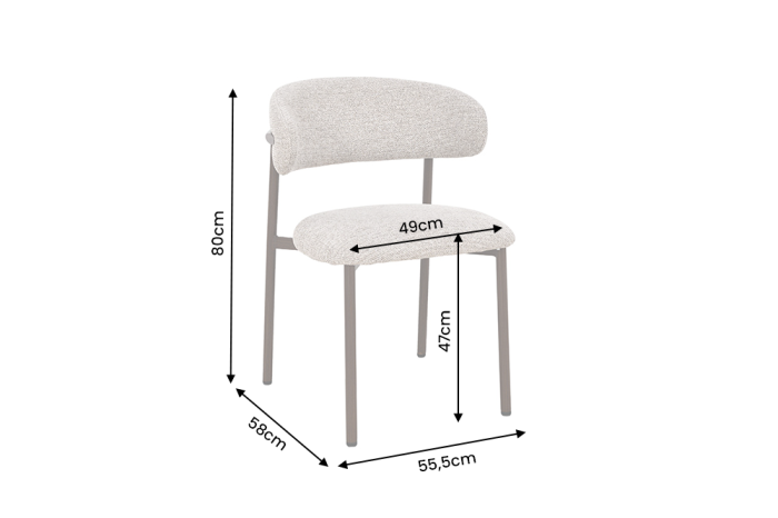 Set două scaune BELFORT din țesătură texturată bej-taupe cu picioare metalice maro nuc [6]