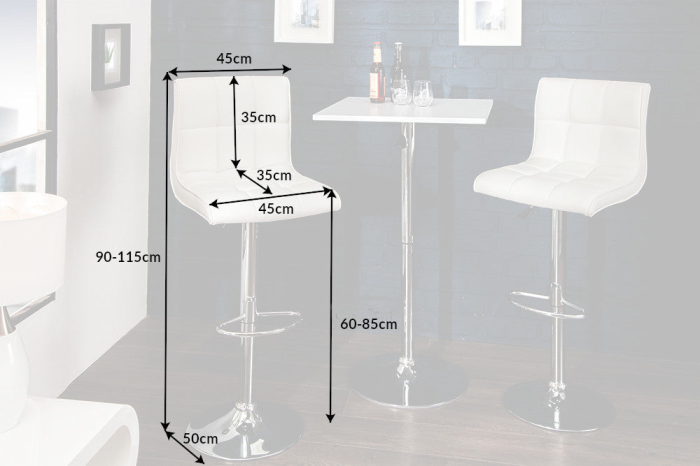 Set două scaune de bar MODENA 90-115 cm piele sintetică albă [7]