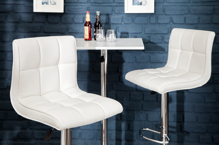 Set două scaune de bar MODENA 90-115 cm piele sintetică albă [5]