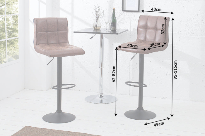 Set două scaune de bar MODENA 95-115 cm microfibră maro vintage [9]