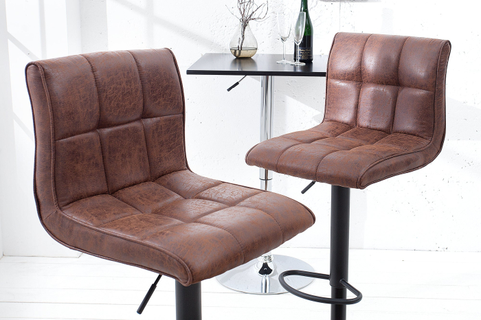 Set două scaune de bar MODENA 95-115 cm microfibră maro vintage [4]
