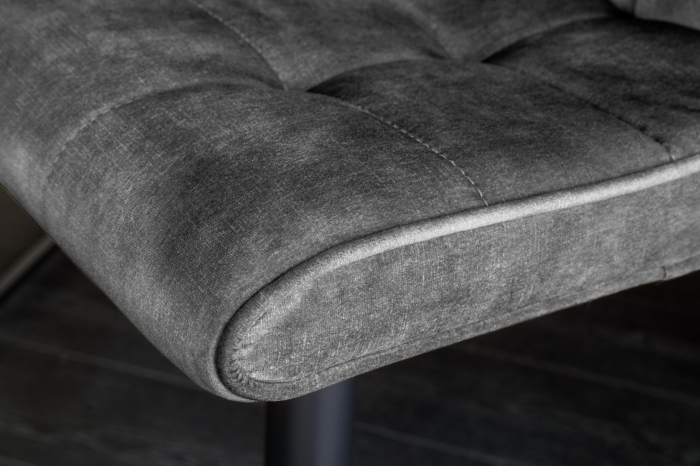 Set două scaune de bar MODENA, înălțime reglabilă între 96 și 116 cm, rotativ la 360°, catifea antracit cu cadru negru [9]