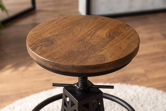 Set două scaune de bar PARIS LOFT reglabil 47-77 cm din lemn de mango maro închis cu bază neagră - Design Turnul Eiffel [4]