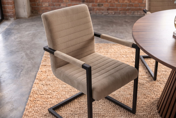 Set două scaune  LOFT cu cotiere, cordon de culoare taupe, cadru din fier negru [5]
