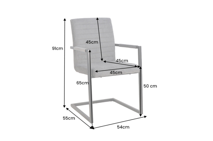 Set două scaune  LOFT cu cotiere, cordon gri, cadru din fier negru [10]