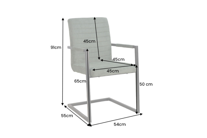 Set două scaune  LOFT cu cotiere, cordon verde, cadru din fier negru [10]