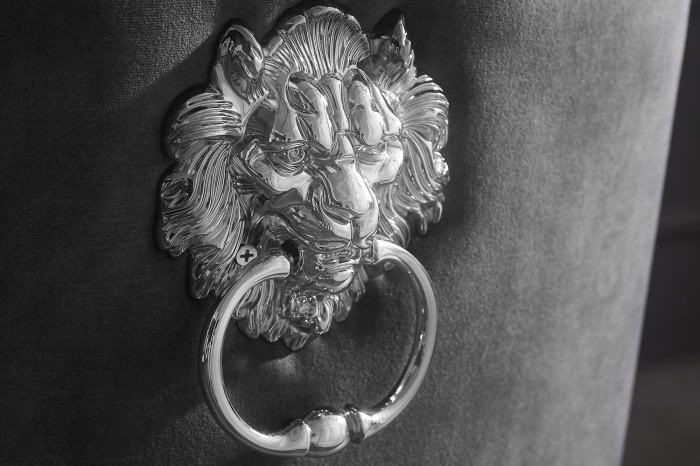 Set două scaune MODERN BAROCK DELUXE cu picioare argintii și cap de leu, catifea gri [4]