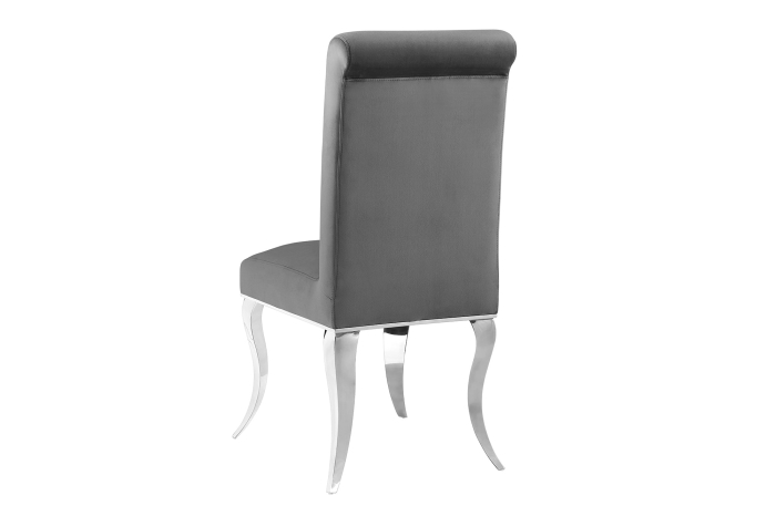 Set două scaune MODERN BAROCK din catifea gri cu picioare din oțel inoxidabil argintiu [6]