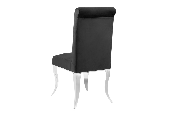 Set două scaune MODERN BAROCK din catifea neagră cu picioare din oțel inoxidabil argintiu [6]