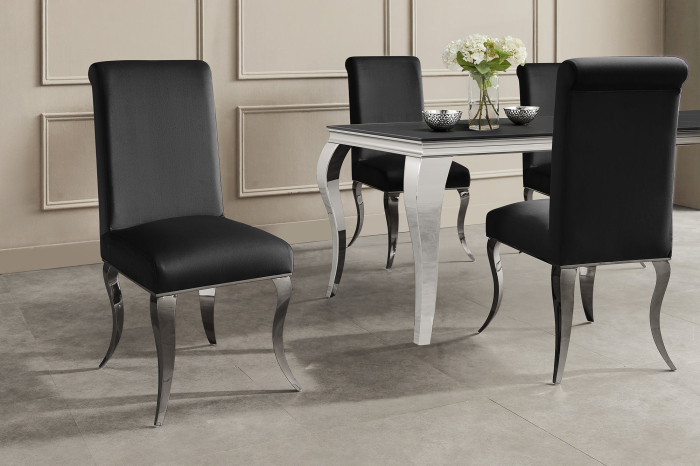 Set două scaune MODERN BAROCK din catifea neagră cu picioare din oțel inoxidabil argintiu [3]
