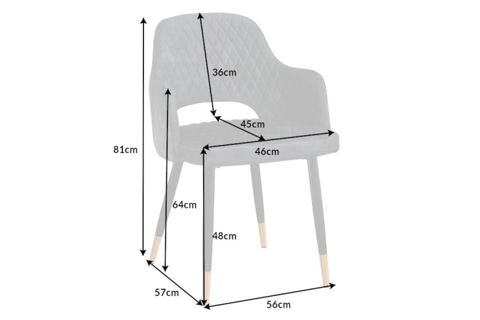 Set două scaune PARIS cu brațe din catifea cu matlasare decorativă gri [11]