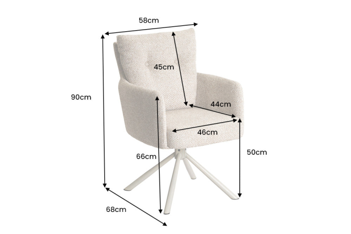 Set două scaune pivotant BIG GEORGE rotativ la 360°, cu cotiere, miez cu arcuri, țesătură texturată, bej [9]
